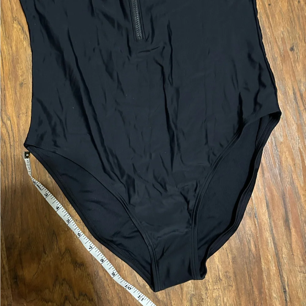 Quince Italian Zip-Front One-Piece Swimsuit in Black Women’s Size Large NWT - Picture 9 of 11